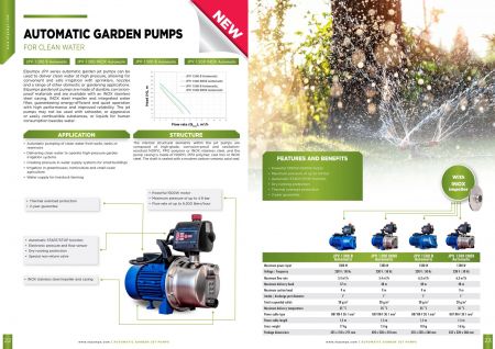 JPV 1300 INOX Automatic Garden pump, with INOX steel impeller and casing, 1300 W, 5.400 l/h, 4,8 bar
