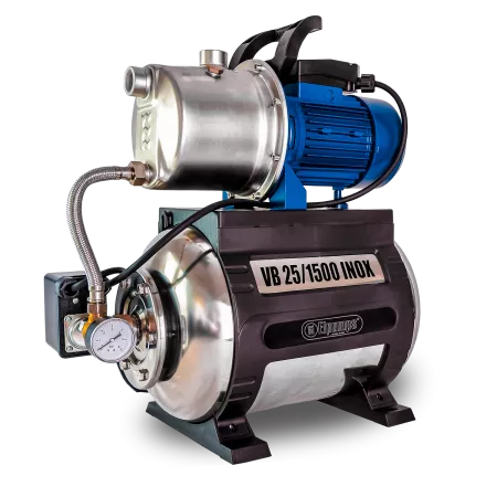 VB 25/1500 INOX Domestic waterwork, with INOX steel impeller, casing and pressure tank, 1500 W, 6.300 l/h, 4,8 bar, 25 L