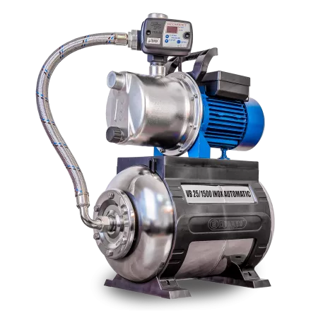 VB 25/1500 INOX Automatic Hauswasserwerk, mit INOX-Pumpenrad, Pumpengehäuse und Druckbehälter, 1500 W, 6.300 l/h, 4,8 bar, 25 L