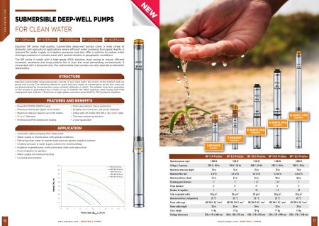 BP 1/4 ProLine Deep well pump, with 1 bronze impeller, 1300 W, 55 m